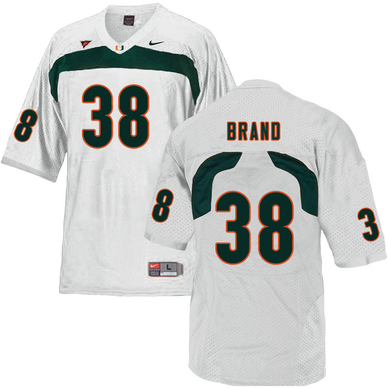 Nike Miami Hurricanes #38 Robert Brand College Football Jerseys Sale-White